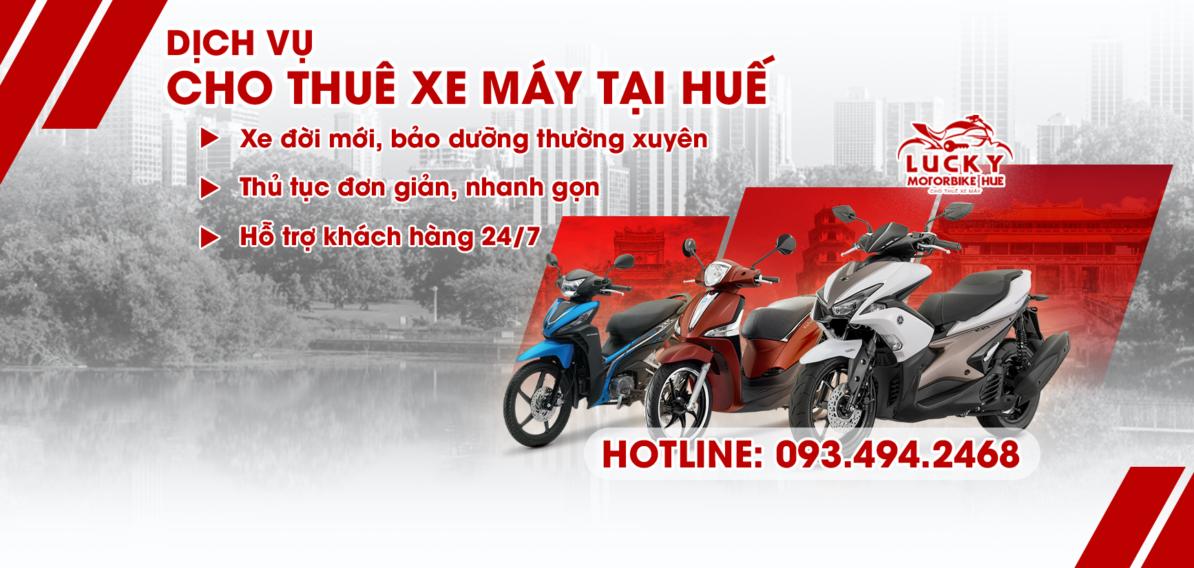 8 lý do nên chọn thuê xe máy tự lái tại Huế với Lucky Travel Car