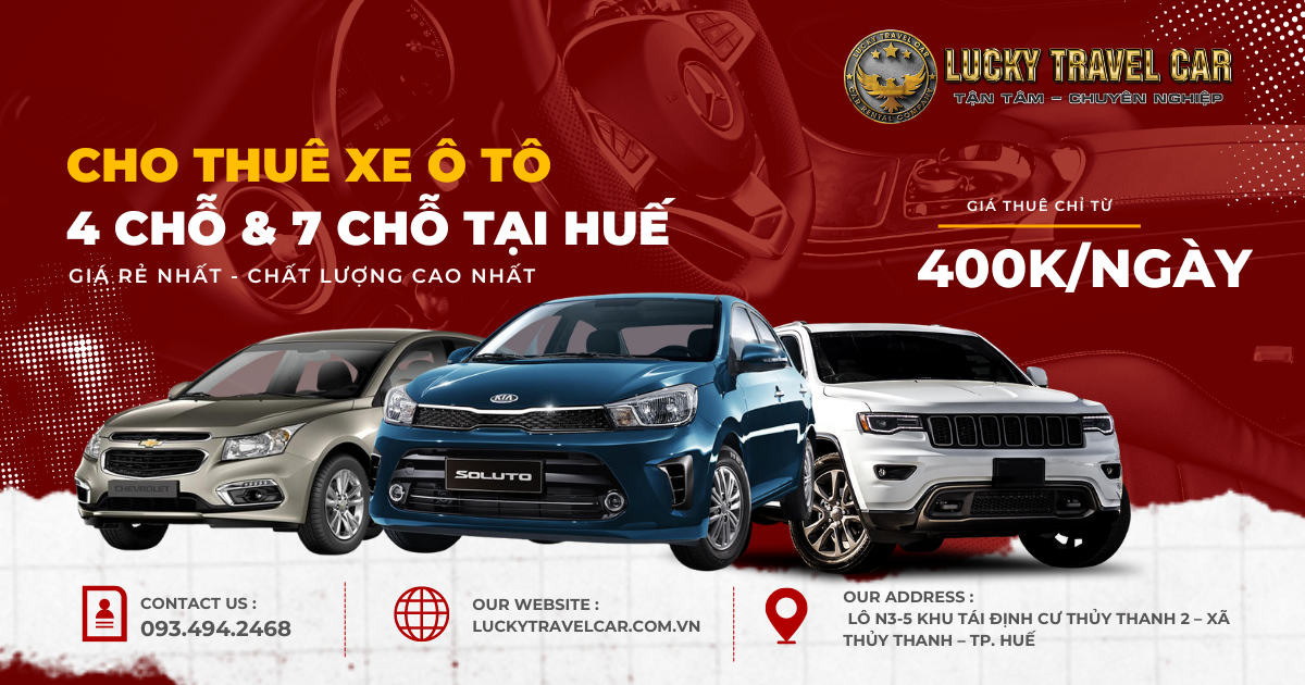 Dịch vụ cho thuê xe ô tô 4 chỗ và 7 chỗ tại Thừa Thiên Huế