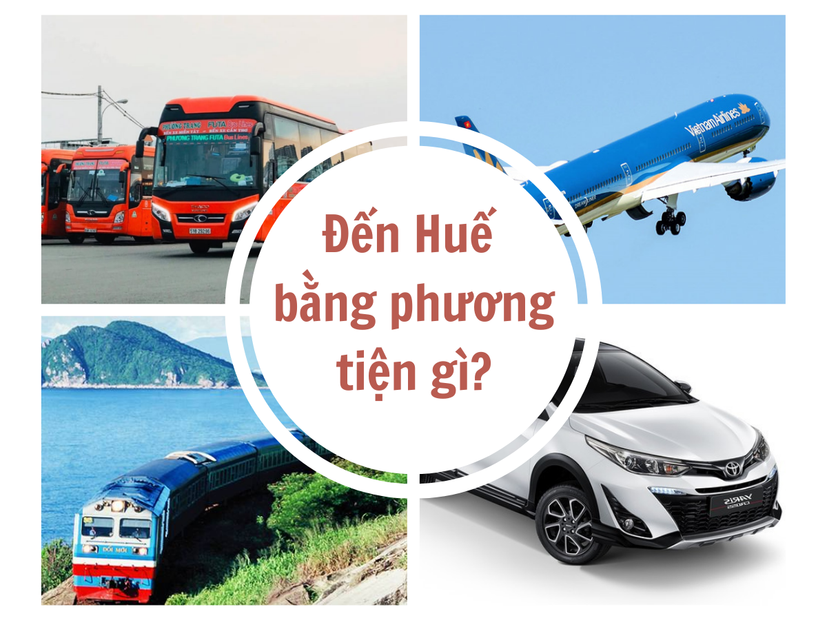 Bạn có thể di chuyển đến Huế du lịch bằng cách thuê xe tự lái, thuê xe máy, xe lửa, máy bay,...